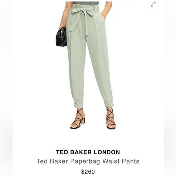 Ted Baker High Paper Bag Waist Tapered Black Trouser Pants size 6 - Picture 13 of 13